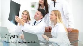  Presentation with group - Colorful PPT theme enhanced with medis - portrait of confident happy group backdrop and a light gray colored foreground