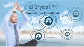  Presentation with water network - Amazing presentation theme having meditating against blurry skyline and water with network doodle backdrop and a light blue colored foreground