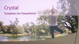  Presentation with nature river - PPT layouts featuring banking concentration - healthy woman relaxing while meditating background and a  colored foreground