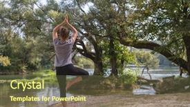  Presentation with health woman running female runner - Slides featuring banking concentration - healthy woman relaxing while meditating background and a violet colored foreground