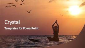  Presentation with retreat - Beautiful slide set featuring meditating on a paddle board backdrop and a red colored foreground