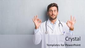  Presentation with medical smiling doctor - Slides enhanced with meditation gesture with fingers yoga background and a lemonade colored foreground