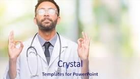  Presentation with doctor - Cool new PPT theme with meditation gesture with fingers yoga backdrop and a sky blue colored foreground