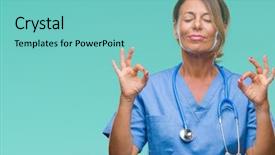  Presentation with nurse - Theme enhanced with meditation gesture with fingers yoga background and a seafoam green colored foreground