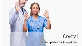  Presentation with eye for medical interpretation - PPT theme featuring meditation gesture with fingers yoga background and a  colored foreground