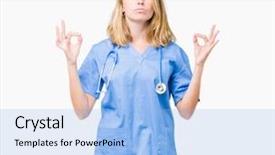  Presentation with renal cancer kidney medical concept - Slides with meditation gesture with fingers yoga background and a  colored foreground
