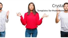  Presentation with people collage - Slide deck enhanced with meditation gesture with fingers yoga background and a lemonade colored foreground