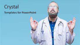  Presentation with scoliosis handwritten medical concept - Beautiful PPT theme featuring meditation gesture with fingers yoga backdrop and a  colored foreground