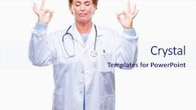  Presentation with autoimmune disease medical concept - PPT layouts featuring meditation gesture with fingers yoga background and a sky blue colored foreground