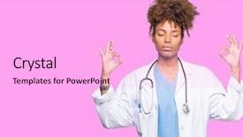  Presentation with eye african american models - Audience pleasing PPT theme consisting of meditation gesture with fingers yoga backdrop and a lavender colored foreground