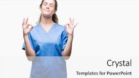  Presentation with yoga and meditation - Slide set featuring meditation gesture with fingers yoga background and a white colored foreground