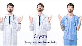  Presentation with collage medical - PPT layouts enhanced with meditation gesture with fingers yoga background and a sky blue colored foreground