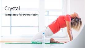  Presentation with mother doing yoga kids - Presentation design with meditation room - pretty young woman doing yoga background and a white colored foreground