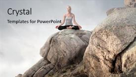  Presentation with rock - Audience pleasing PPT theme consisting of meditation stones - beautiful woman meditating backdrop and a  colored foreground