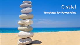  Presentation with greece blue - Presentation theme featuring meditation stones - pebbles stack balance over blue background and a teal colored foreground