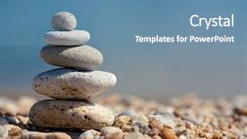  Presentation with blue spa - PPT theme consisting of meditation stones - spa stone on sea coast background and a teal colored foreground