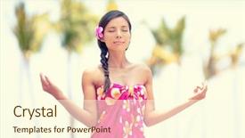  Presentation with free zen - Audience pleasing presentation theme consisting of meditation woman meditating on hawaii backdrop and a cream colored foreground