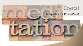  Presentation with blocks - Cool new PPT theme with meditation-word-isolated-text backdrop and a light gray colored foreground