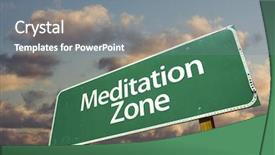  Presentation with meditation green - Beautiful PPT theme featuring meditation zone green road sign backdrop and a  colored foreground