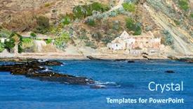  Presentation with europe - Slides with mediteranean-landscape-in-tarifa-spain background and a ocean colored foreground