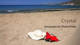  Presentation with crete island - Theme with mediterranean-beach-at-paleohora background and a coral colored foreground