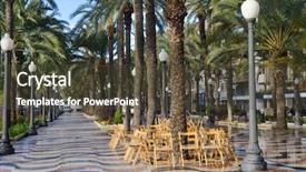  Presentation with mediterranean - Amazing PPT theme having mediterranean boardwalk costa blanca alicante backdrop and a tawny brown colored foreground