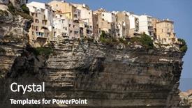  Presentation with cliff - Beautiful slides featuring mediterranean-bonifacio-city-on-cliff backdrop and a tawny brown colored foreground