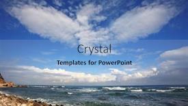  Presentation with spectacular - Slides with mediterranean coast azure waves and spectacular flying clouds background and a light blue colored foreground