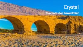  Presentation with aqueduct - Slide deck having mediterranean coast in israel background and a teal colored foreground