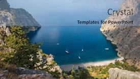  Presentation with deep sea - PPT layouts featuring mediterranean-coast-in-turkey-view background and a light blue colored foreground