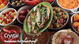  Presentation with mediterranean food - Amazing slides having mediterranean cold buffet food known backdrop and a tawny brown colored foreground