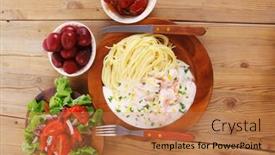  Presentation with hot sauce - Amazing PPT theme having mediterranean-cuisine-fresh-rose-wild backdrop and a coral colored foreground