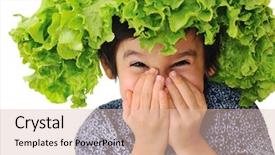  Presentation with salad - Presentation theme featuring kid with salad-hat background and a lemonade colored foreground