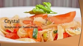  Presentation with penne pasta - Cool new presentation theme with meat food template - penne pasta with parmesan cheese backdrop and a gold colored foreground