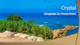  Presentation with southern beach grass - Slide deck consisting of mediterranean flock of migratory birds background and a gray colored foreground