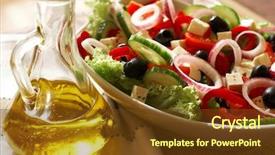  Presentation with mediterranean food - Beautiful presentation featuring mediterranean food - greek salad backdrop and a tawny brown colored foreground