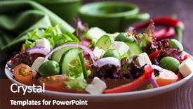  Presentation with feta cheese - Audience pleasing presentation consisting of mediterranean food - healthy salad with feta cheese backdrop and a tawny brown colored foreground