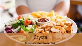  Presentation with french fries - Beautiful slides featuring mediterranean food - woman with kebab - grilled backdrop and a gold colored foreground