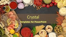  Presentation with mediterranean diet - Slide set with mediterranean-food-for-a-healthy background and a tawny brown colored foreground