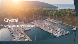  Presentation with sunset sailing - Slide deck featuring mediterranean marina palmizana croatia background and a coral colored foreground