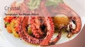  Presentation with octopus - Amazing slides having mediterranean-octopus-with-vegetables backdrop and a lemonade colored foreground