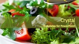 Presentation with olive oil - PPT theme featuring mediterranean salad with gorgonzola background and a tawny brown colored foreground