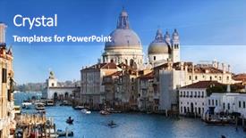  Presentation with canal - Beautiful slides featuring mediterranean sea - grand canal and basilica santa backdrop and a teal colored foreground