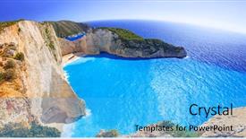  Presentation with zakynthos - Beautiful theme featuring mediterranean sea - panorama of navagio beach shipwreck backdrop and a cyan colored foreground