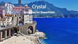  Presentation with coast guard ship - Slide set consisting of mediterranean sea - stunning amalfi coast - atrani background and a teal colored foreground