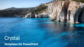  Presentation with zakynthos - Beautiful PPT theme featuring mediterranean sea - zakynthos island - greece backdrop and a ocean colored foreground