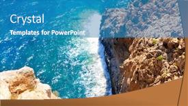  Presentation with rocky shore - Slides with mediterranean sea foam rocky shore in formentera barbaria cape background and a teal colored foreground