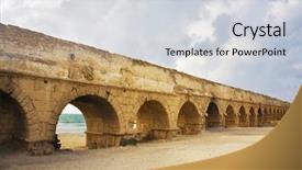  Presentation with roman history - Slide set having kept aqueduct of the roman background and a sky blue colored foreground