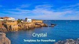  Presentation with sea shipments - PPT theme featuring mediterranean sea in nova tabarca background and a ocean colored foreground