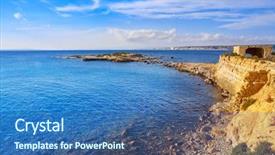  Presentation with sea shipments - Amazing PPT theme having mediterranean sea in nova tabarca backdrop and a ocean colored foreground